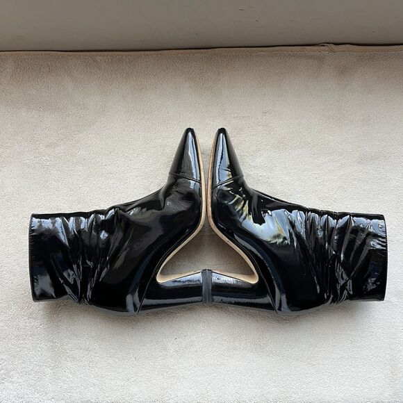 Jimmy Choo Black Patent Leather Block Heel Ankle Boot Women EU 36.5 US 6.5 Chic - Picture 4 of 16